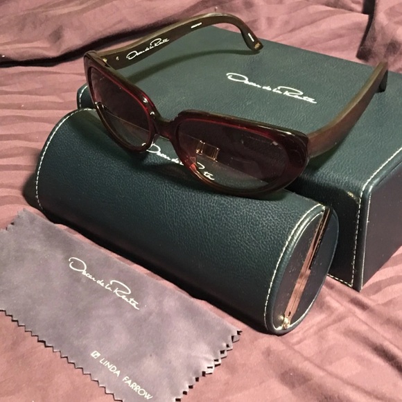 Oscar de la Renta burgundy, frame and Dark Brown side...